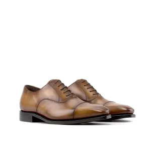 Ambrogio Bespoke Men's Shoes Medium Brown Calf-Skin Leather Cap-Toe Oxfords (AMB2473)