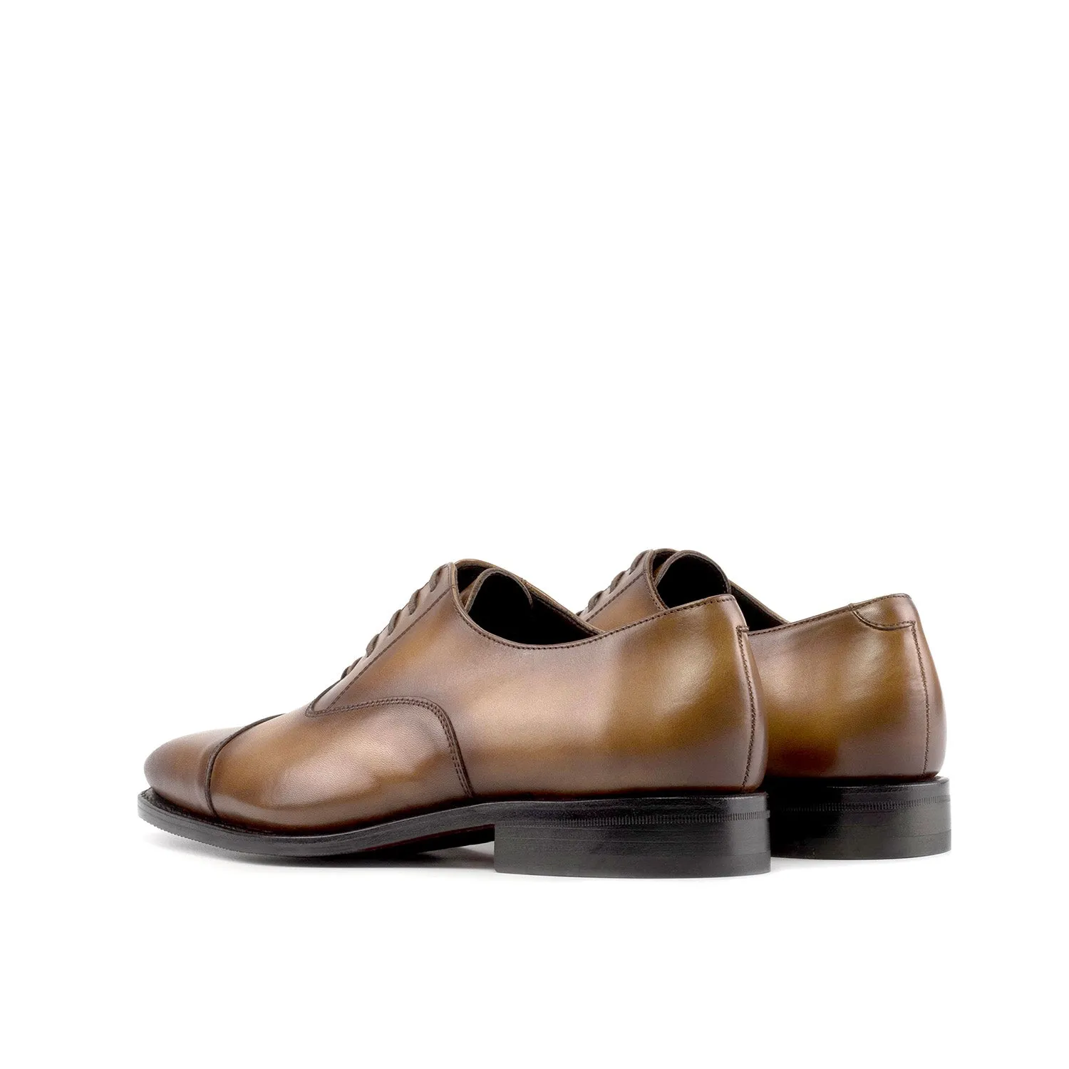 Ambrogio Bespoke Men's Shoes Medium Brown Calf-Skin Leather Cap-Toe Oxfords (AMB2473)