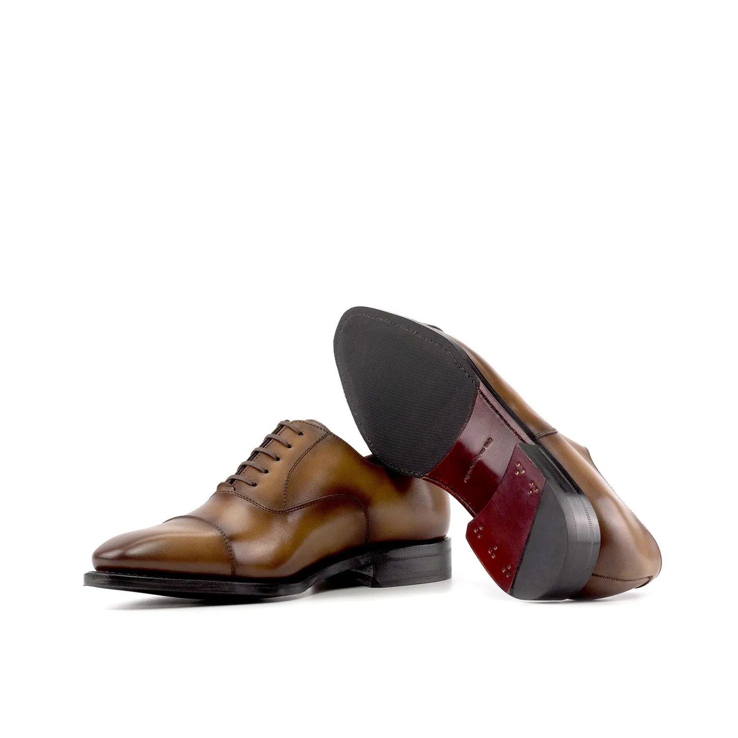 Ambrogio Bespoke Men's Shoes Medium Brown Calf-Skin Leather Cap-Toe Oxfords (AMB2473)