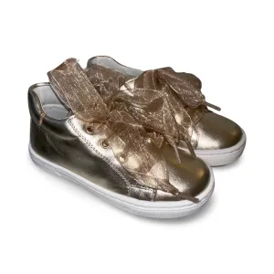 Andanines Girls Leather Trainers Gold
