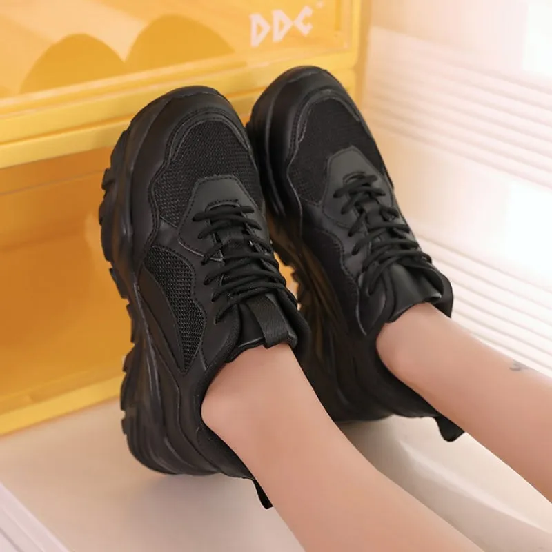 Athletic Breathable Lace-Up Front Chunky Sneaker Shoes