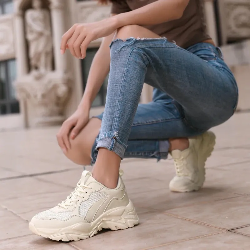 Athletic Breathable Lace-Up Front Chunky Sneaker Shoes