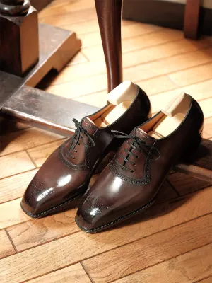 Brown Leather Faelan Brogue Oxfords - Formal Shoes - SS23