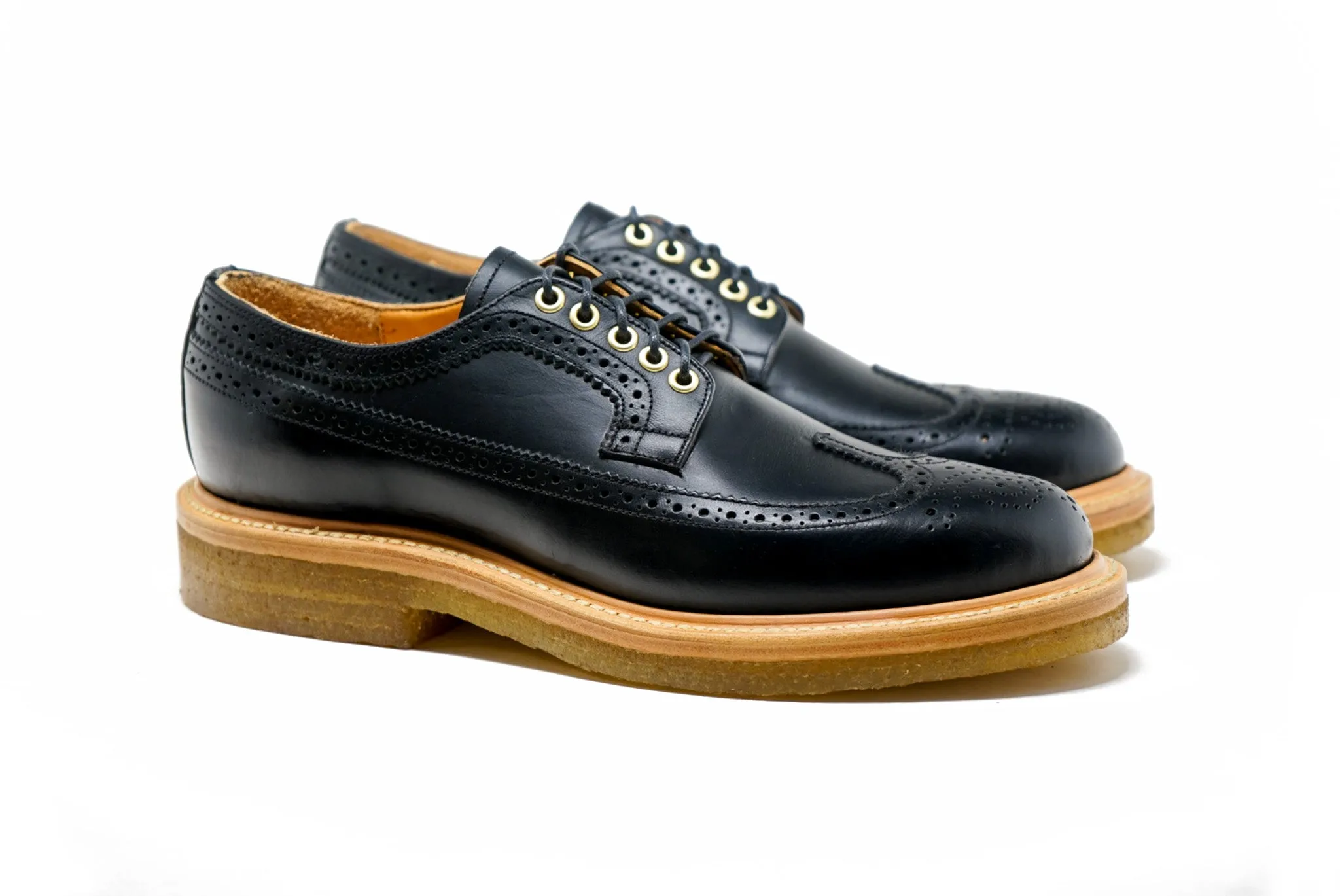 Concho Long Wing Brogues Black