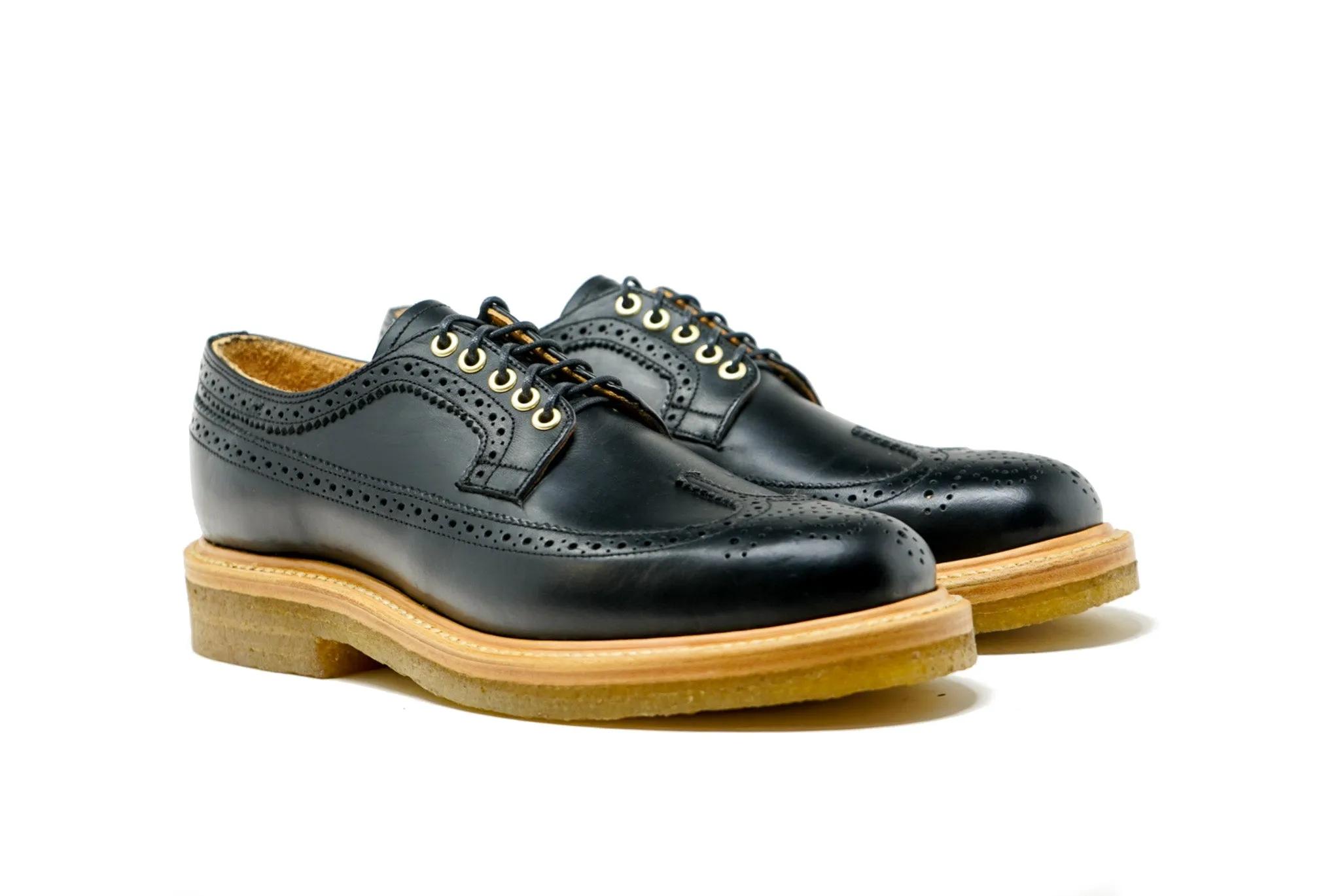 Concho Long Wing Brogues Black