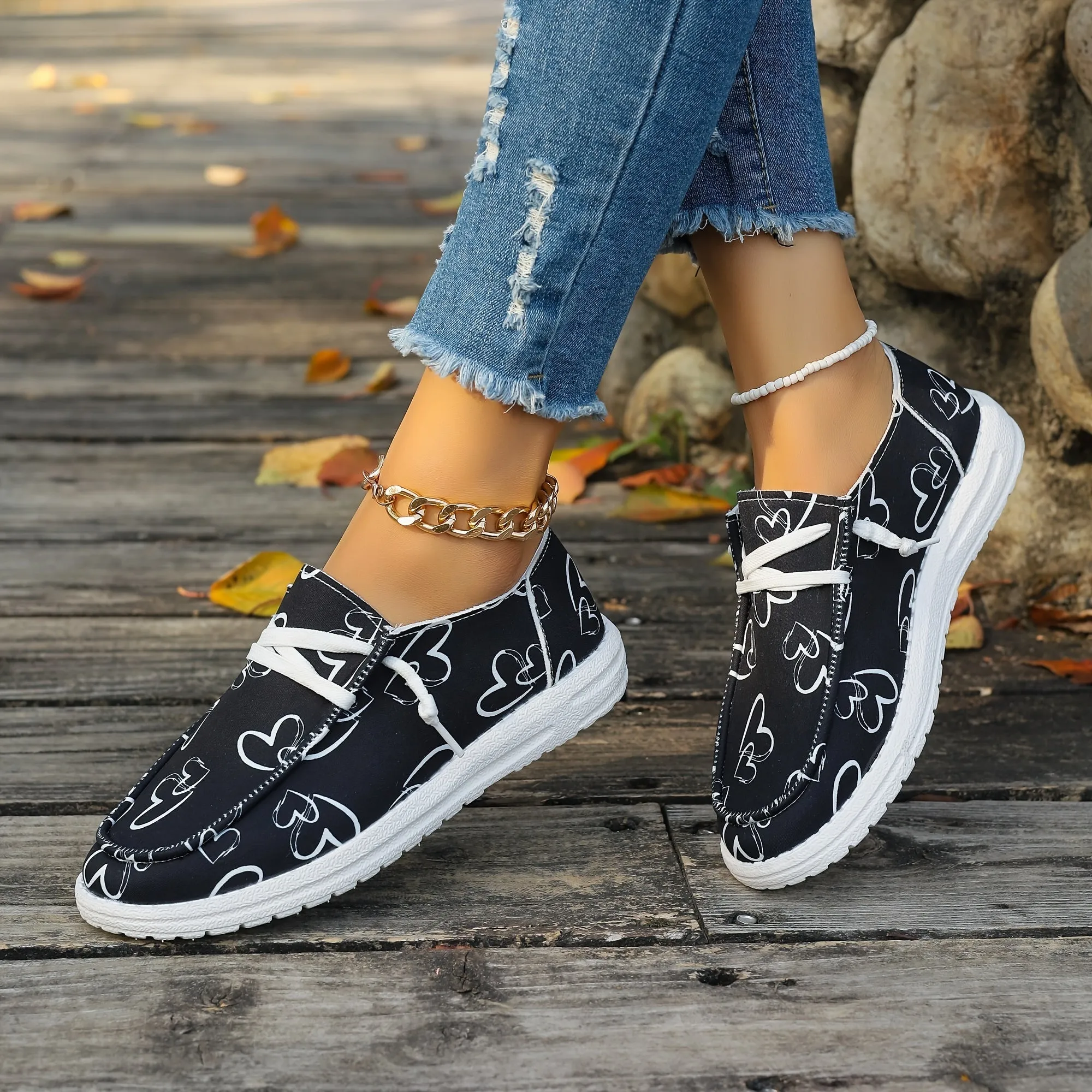 Dames slip-on loafers-licht en comfortabele hartpatronen vrijetijdsschoenen
