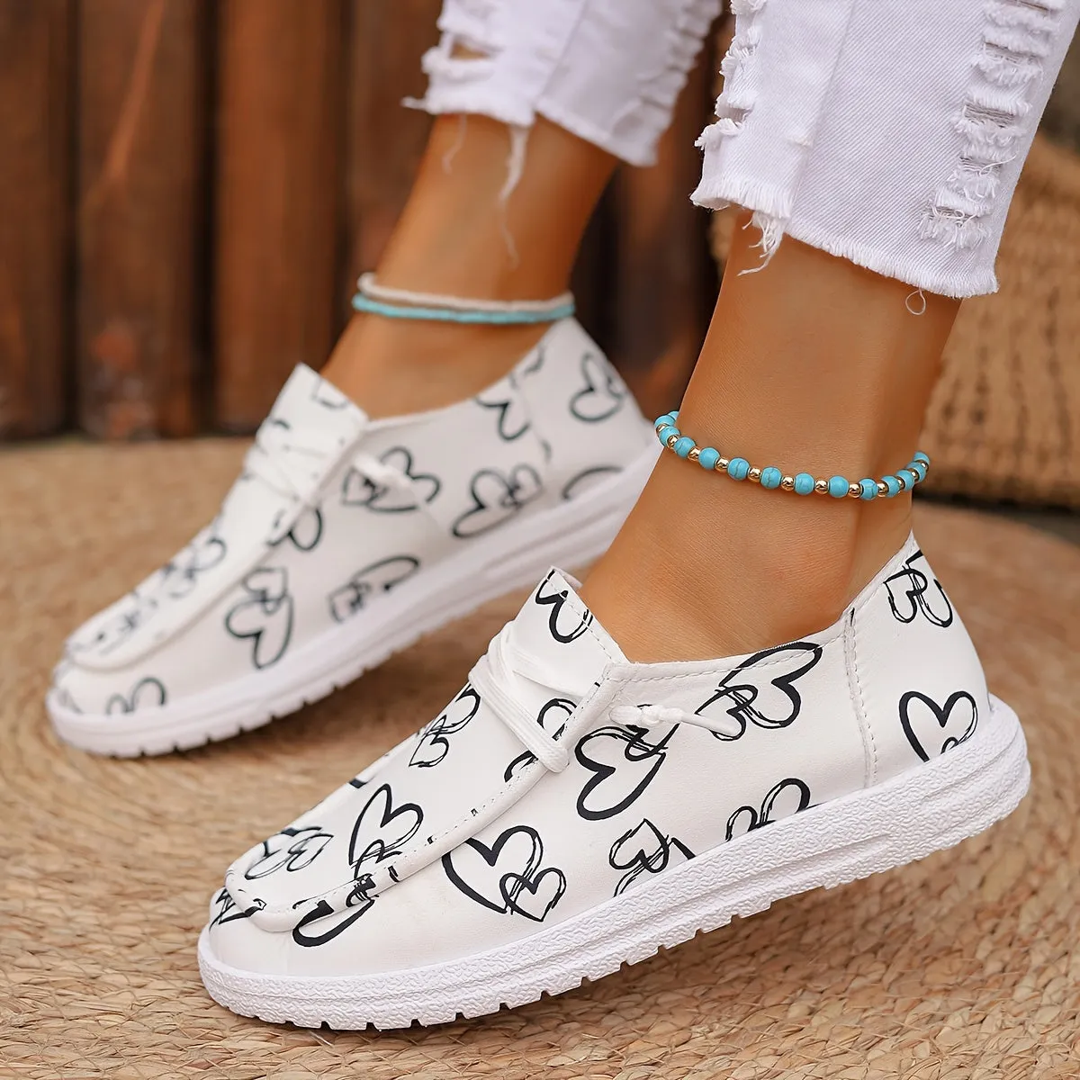 Dames slip-on loafers-licht en comfortabele hartpatronen vrijetijdsschoenen