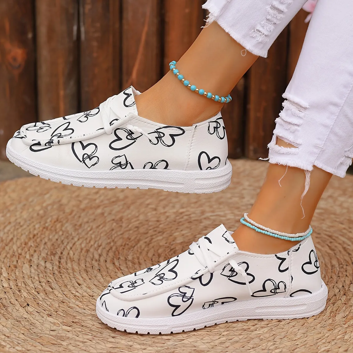 Dames slip-on loafers-licht en comfortabele hartpatronen vrijetijdsschoenen