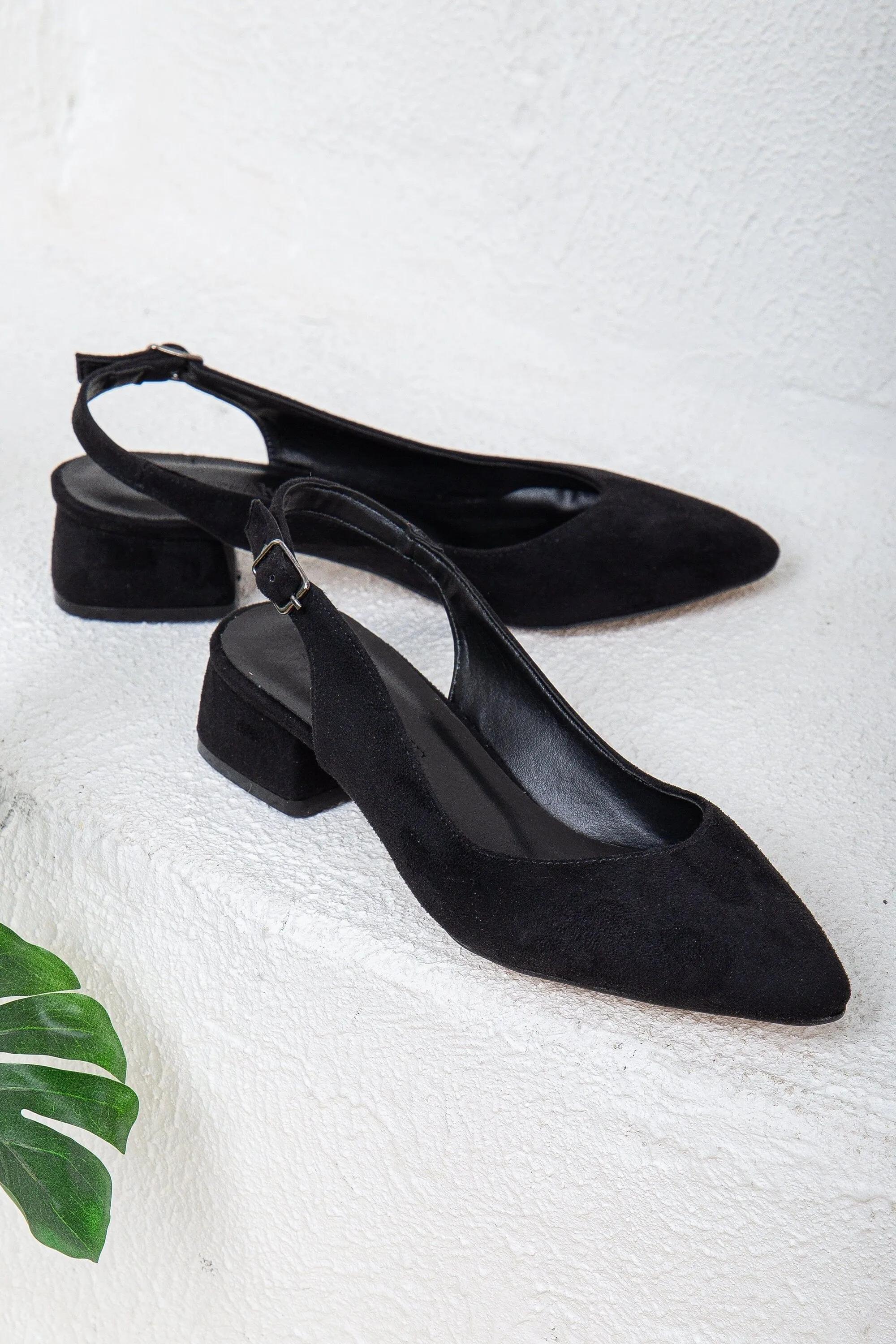 Emma Women's Vegan Suede Slingback Shoes | Black