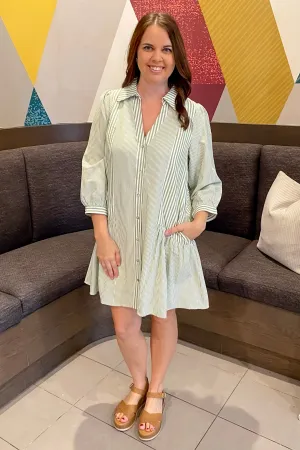 Grow Together Striped Sage Dress