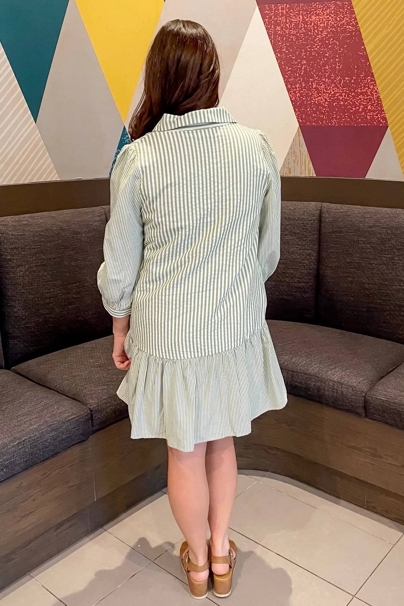 Grow Together Striped Sage Dress