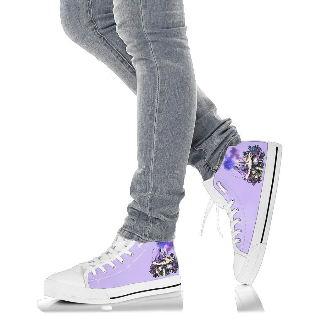 High Top Sneakers - Alice in Wonderland Gifts #21 White/Purple | Birthday Gifts, Gift Idea, Custom Sneakers Women, Custom Women's Sneakers