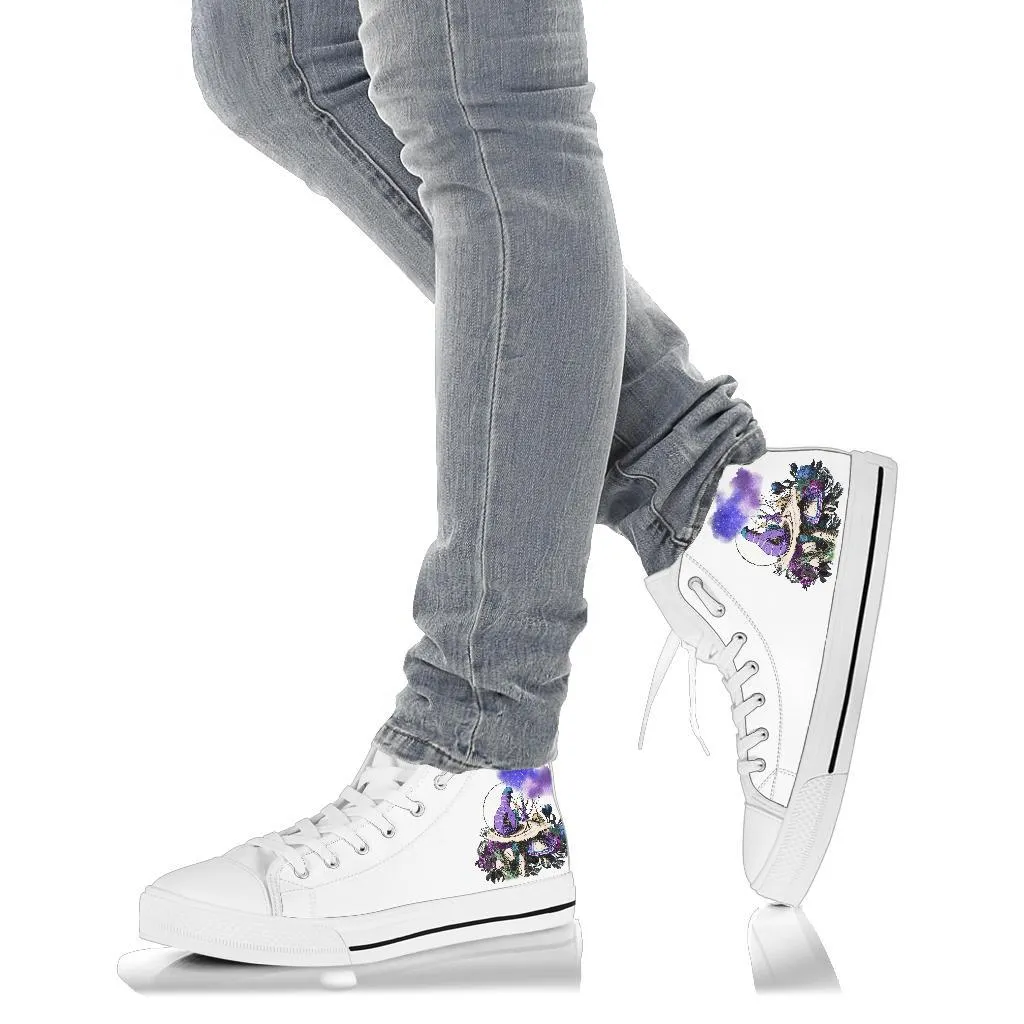 High Top Sneakers - Alice in Wonderland Gifts #21 White/Purple | Birthday Gifts, Gift Idea, Custom Sneakers Women, Custom Women's Sneakers