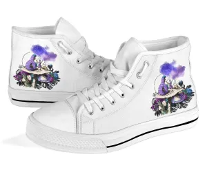 High Top Sneakers - Alice in Wonderland Gifts #21 White/Purple | Birthday Gifts, Gift Idea, Custom Sneakers Women, Custom Women's Sneakers