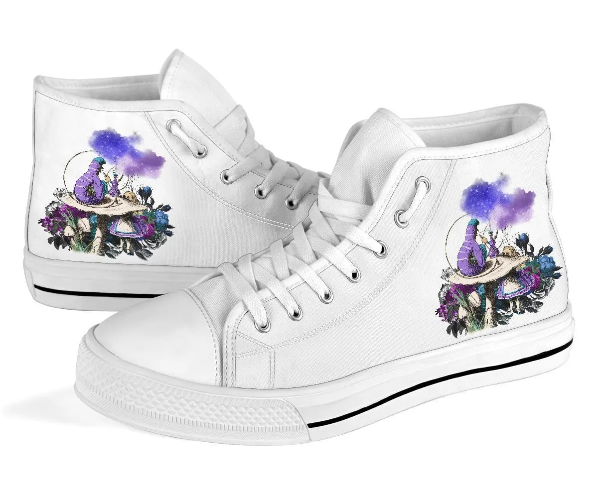 High Top Sneakers - Alice in Wonderland Gifts #21 White/Purple | Birthday Gifts, Gift Idea, Custom Sneakers Women, Custom Women's Sneakers