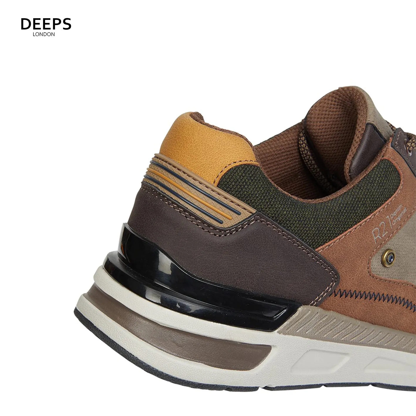 JEREMY ORIGINAL DENIM COLLECTION MEN'S RETRO STYLE TRAINERS BROWN