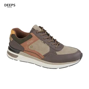JEREMY ORIGINAL DENIM COLLECTION MEN'S RETRO STYLE TRAINERS BROWN