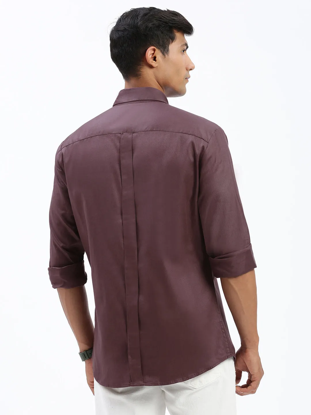 Men Brown Standard Spread Collar Cotton Casual Shirt