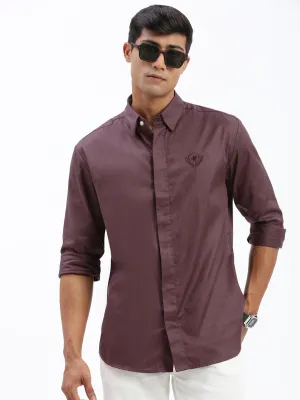 Men Brown Standard Spread Collar Cotton Casual Shirt