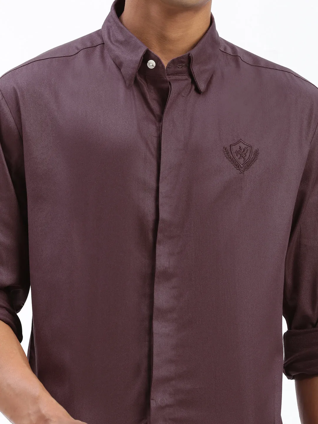 Men Brown Standard Spread Collar Cotton Casual Shirt