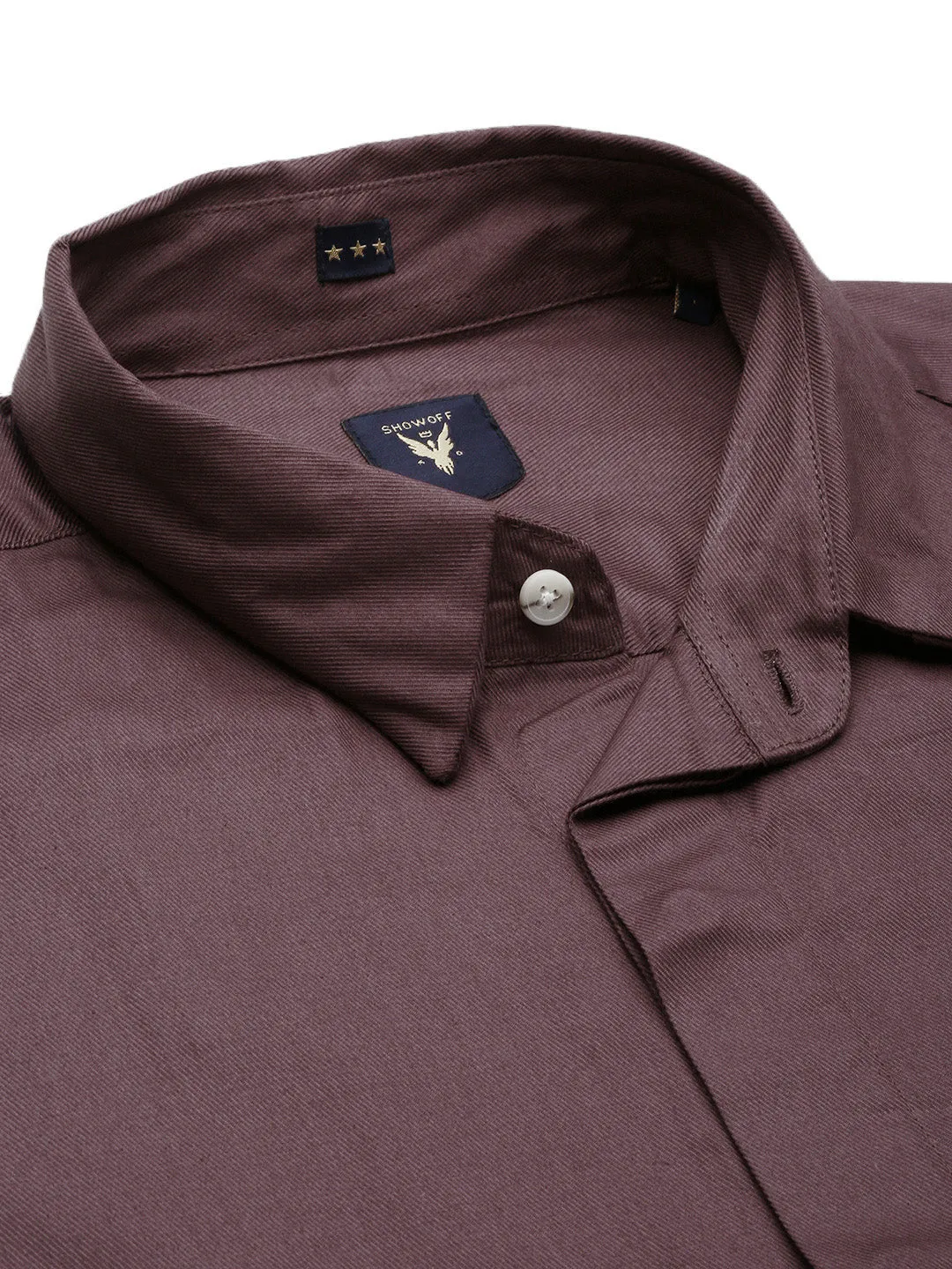 Men Brown Standard Spread Collar Cotton Casual Shirt