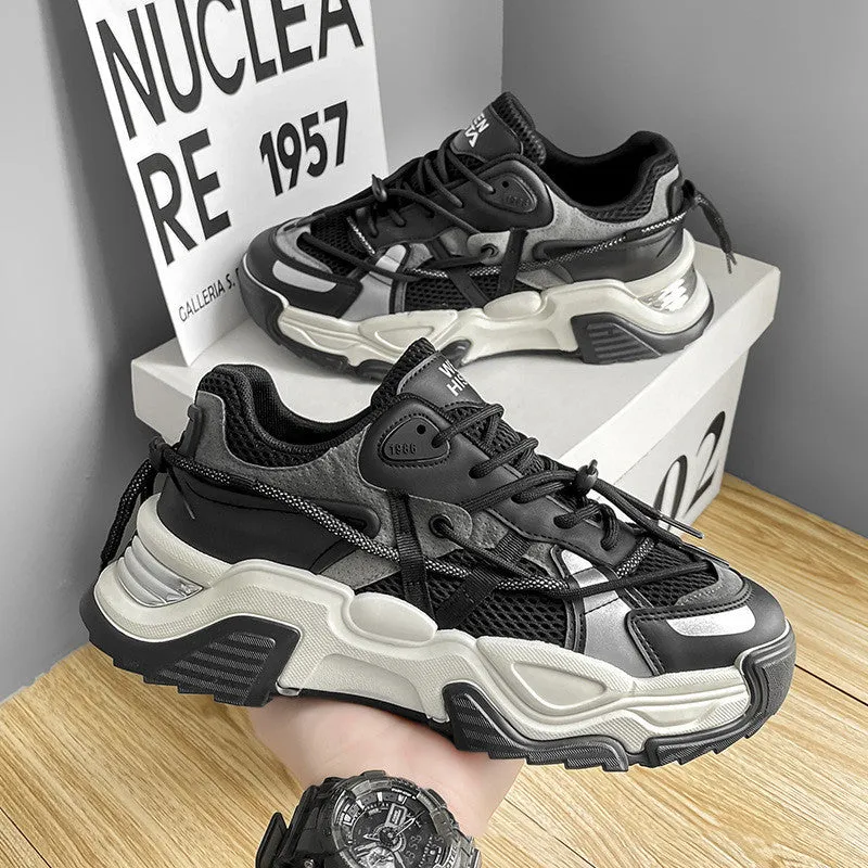Mens Fashion Breathable Thick-soled Running Sneakers