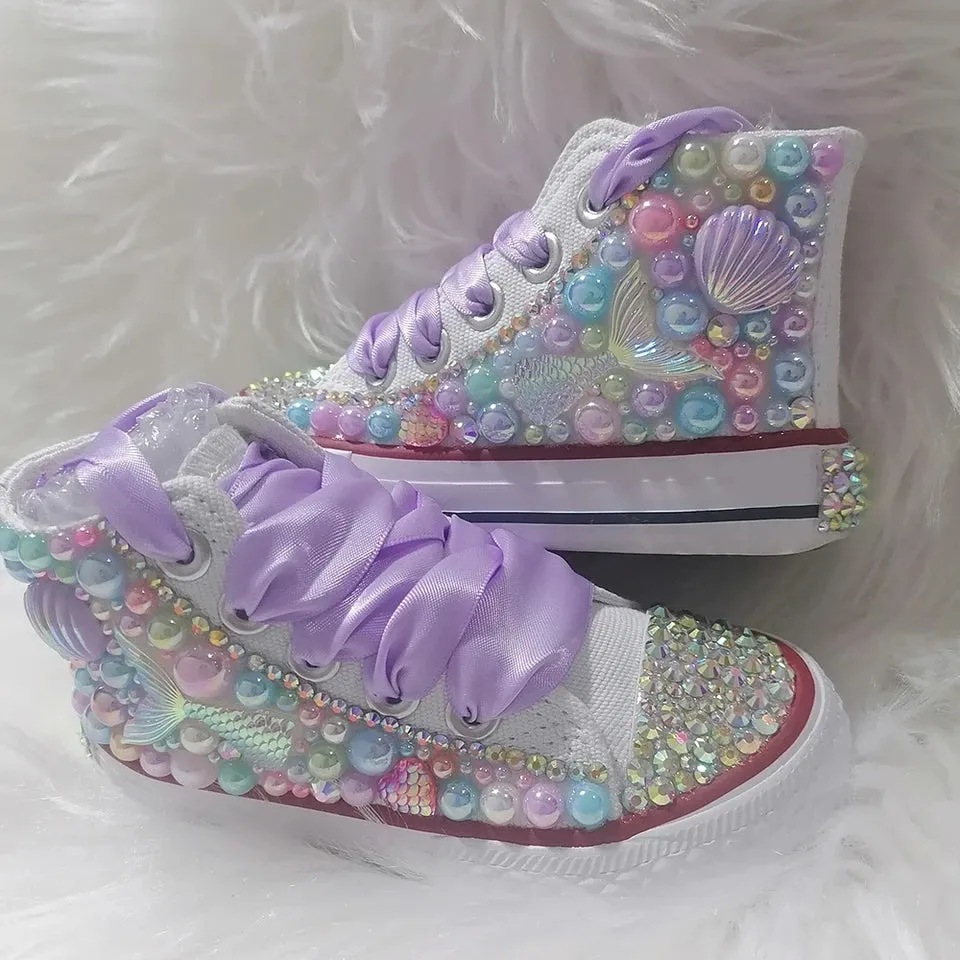 Mumma & Me Matching Mermaid Bling High Tops (Handmade)