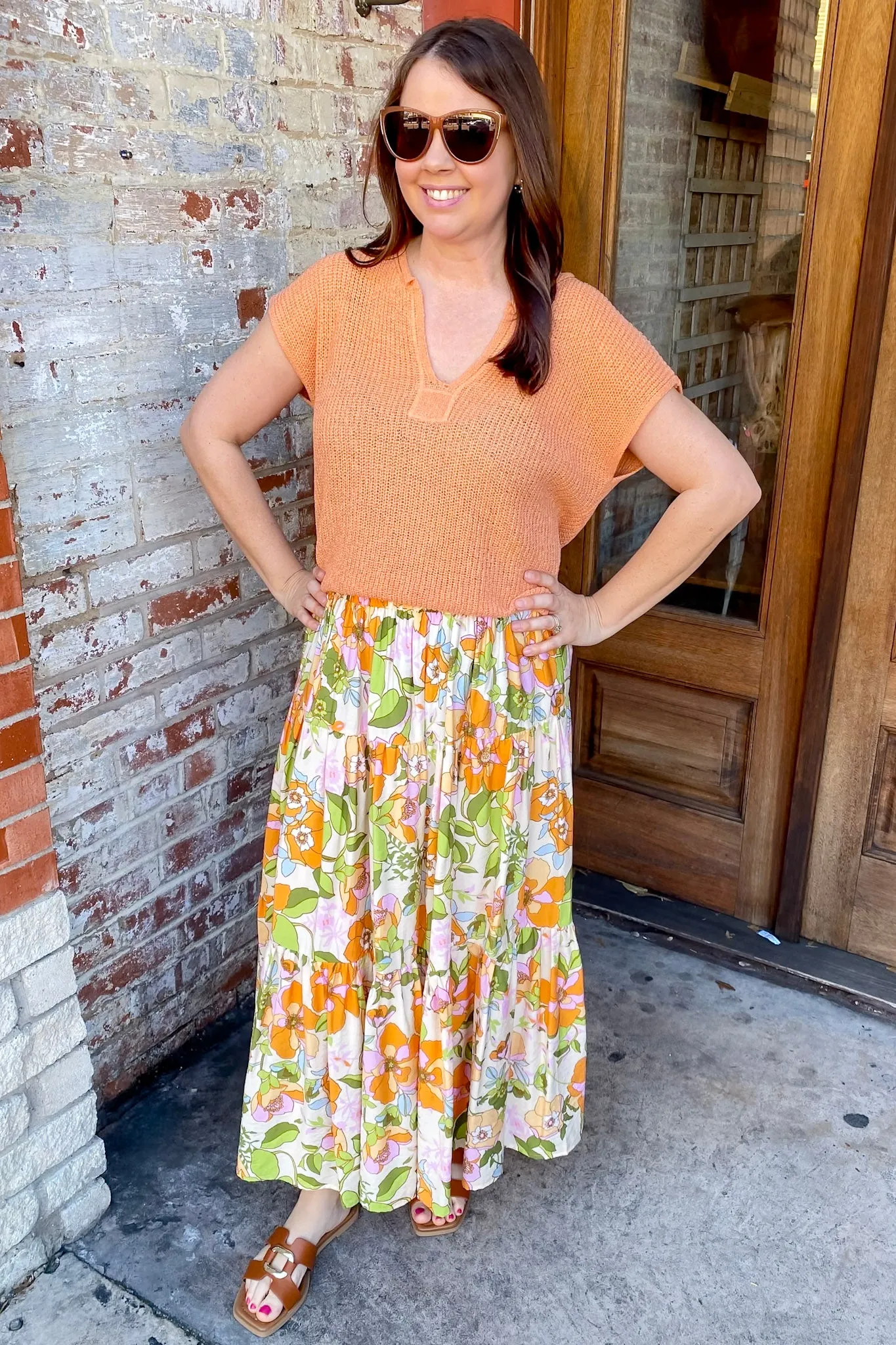 Need You To Stay Flowy Floral Print Maxi Skirt