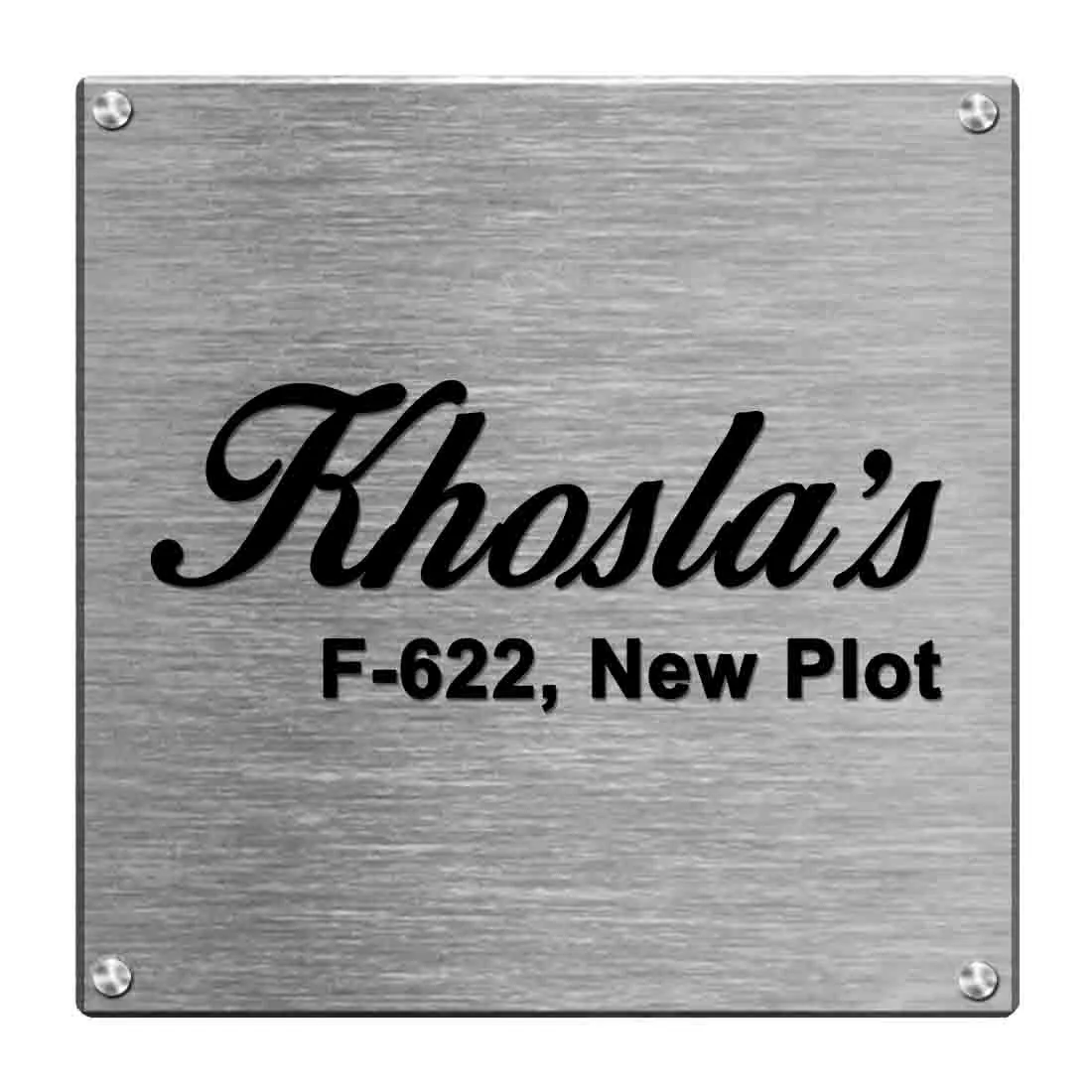 Personalised Name Plate for Home - Square Metal Name Board for House Office Flats Entrance