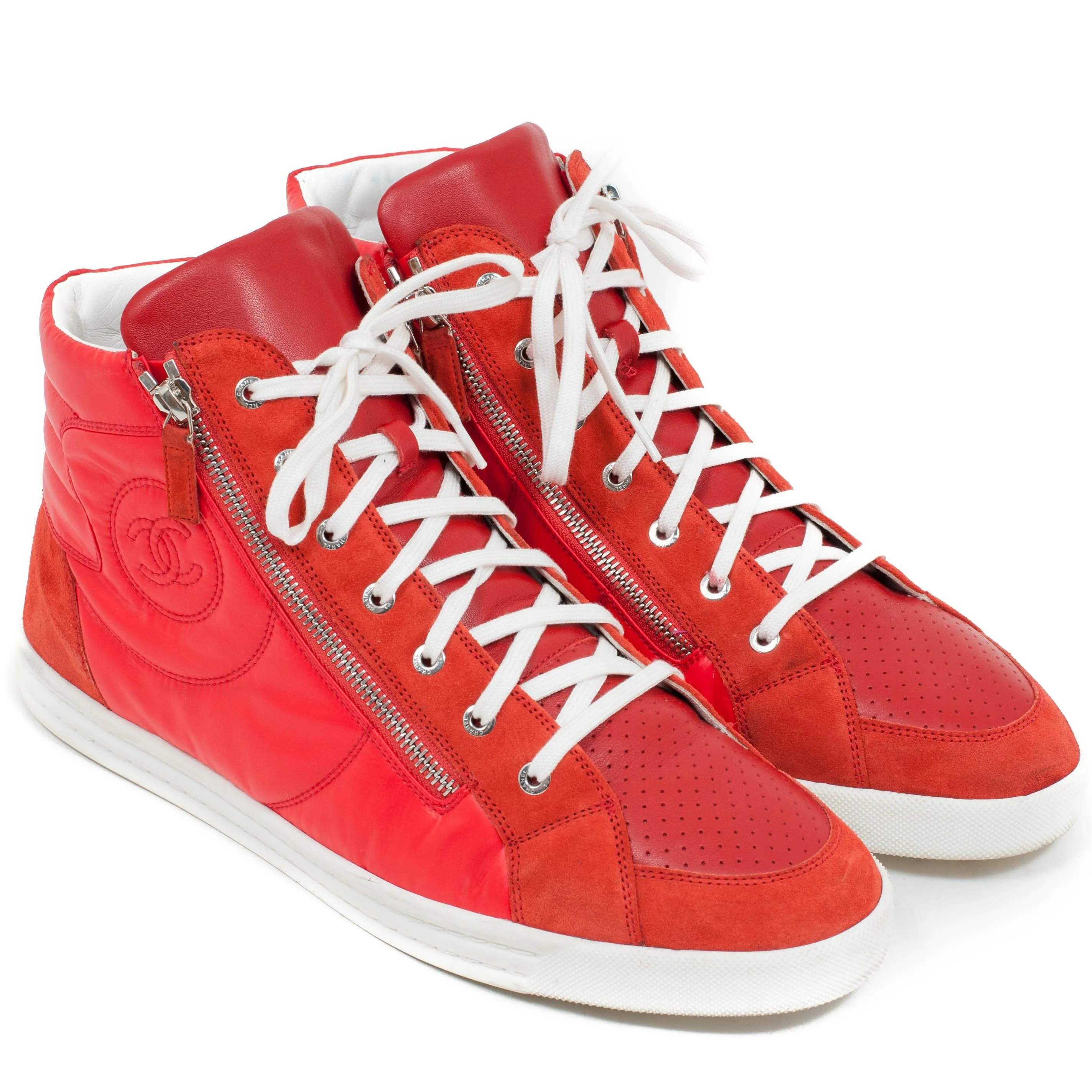 Quilted Leather Suede High Tops