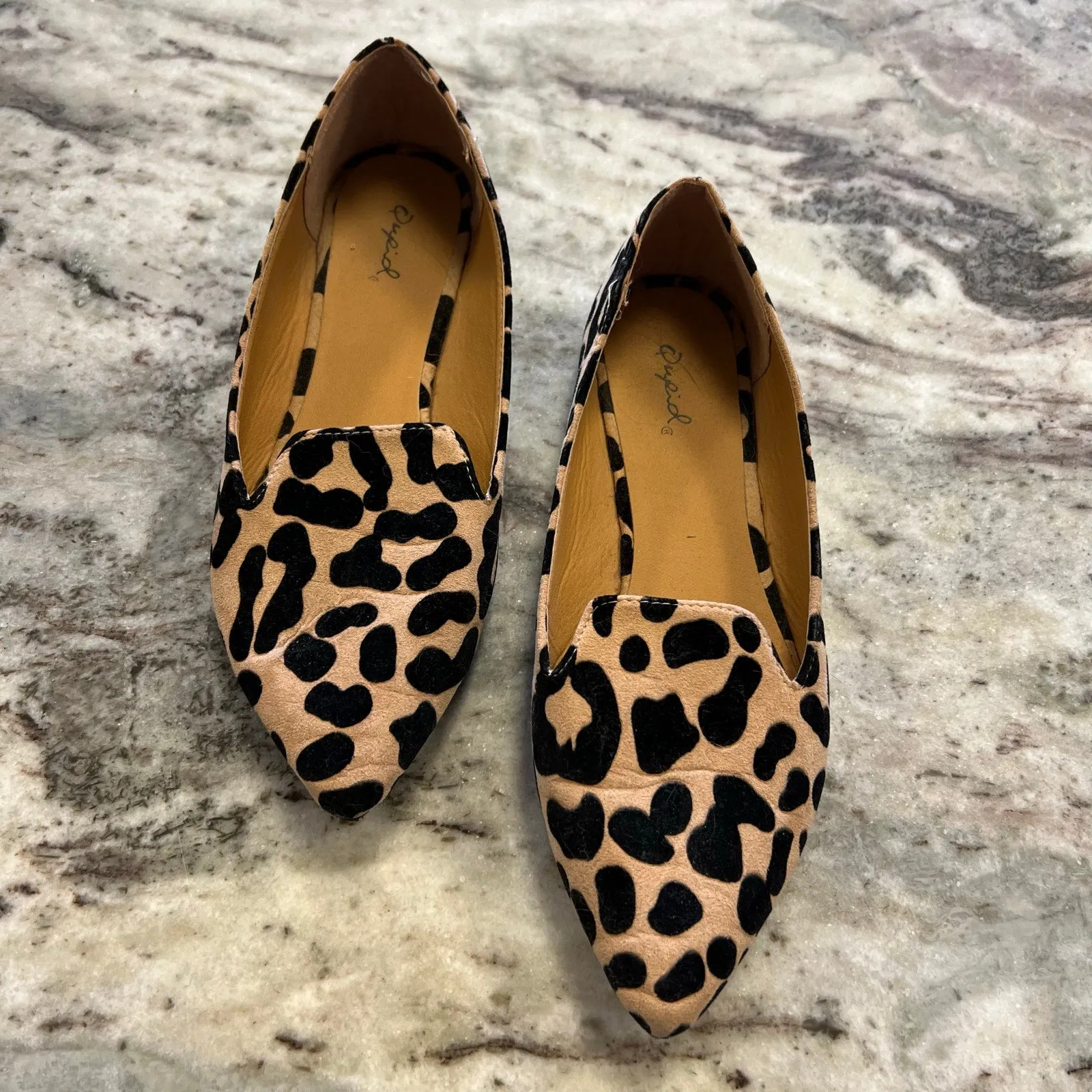 Qupid Pointed Toe Leopard Dress Shoes Size 7.5