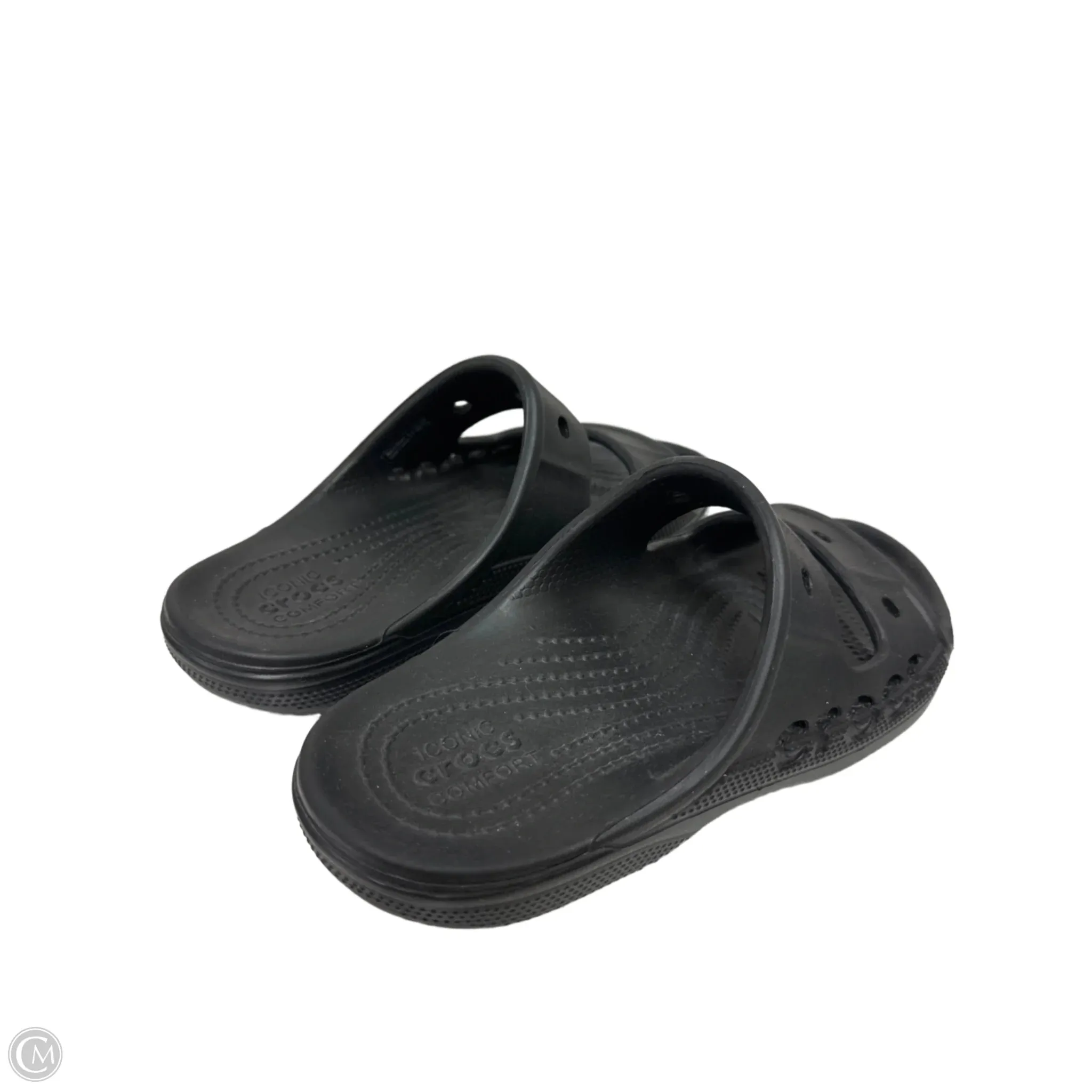 Sandals Flats By Crocs In Black, Size: 7