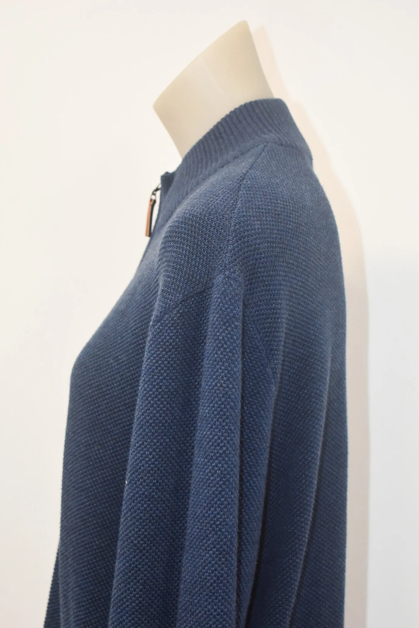 Silverdale navy knitted zip-up jumper, XL