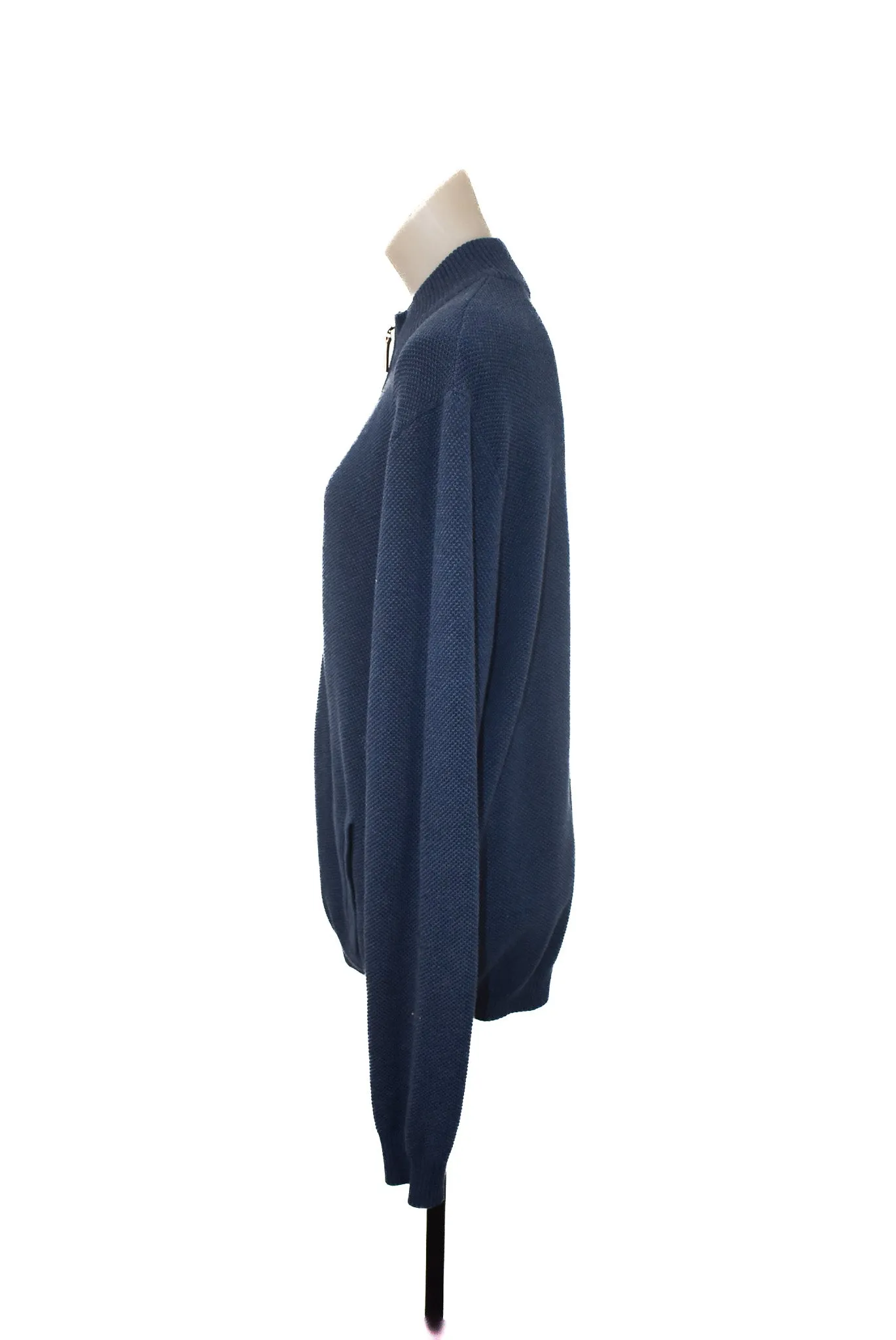 Silverdale navy knitted zip-up jumper, XL