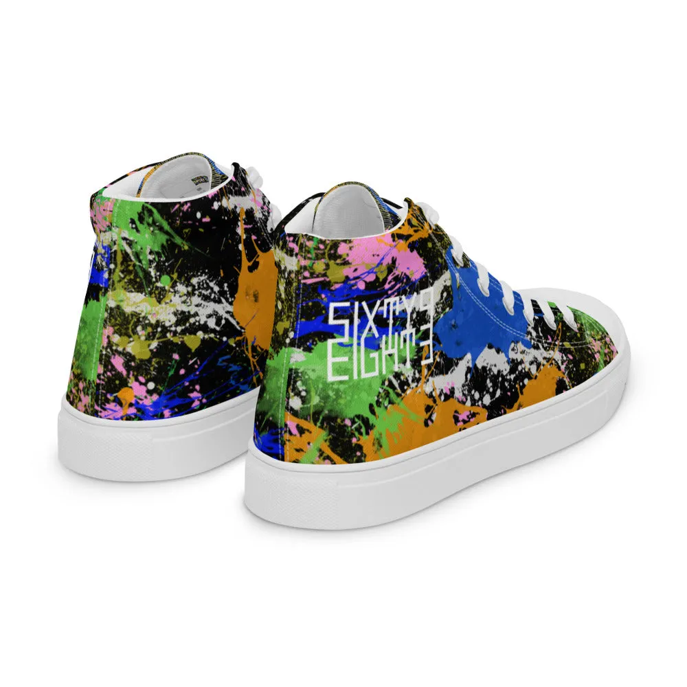 Sixty Eight 93 Logo White Splatter #2 Men's High Top Shoes