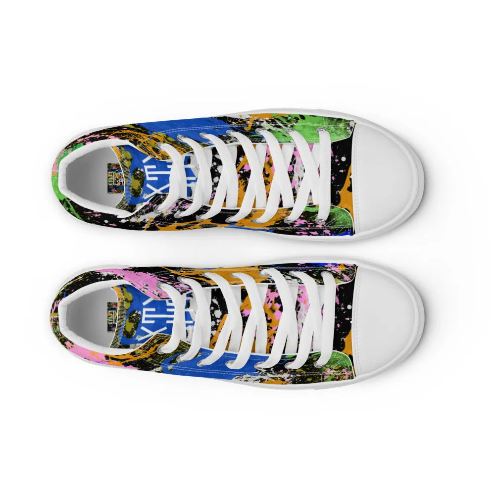 Sixty Eight 93 Logo White Splatter #2 Men's High Top Shoes