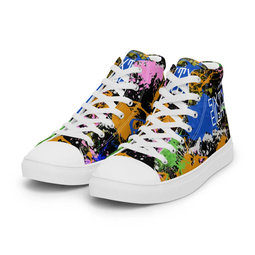 Sixty Eight 93 Logo White Splatter #2 Men's High Top Shoes