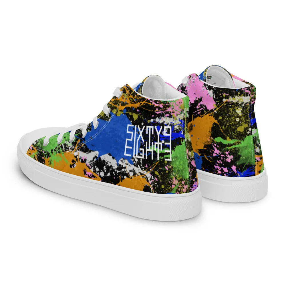 Sixty Eight 93 Logo White Splatter #2 Men's High Top Shoes
