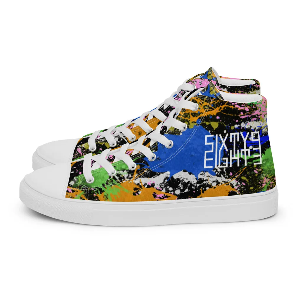 Sixty Eight 93 Logo White Splatter #2 Men's High Top Shoes