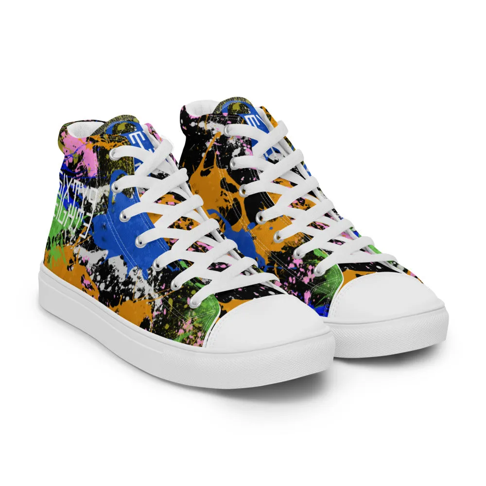 Sixty Eight 93 Logo White Splatter #2 Men's High Top Shoes