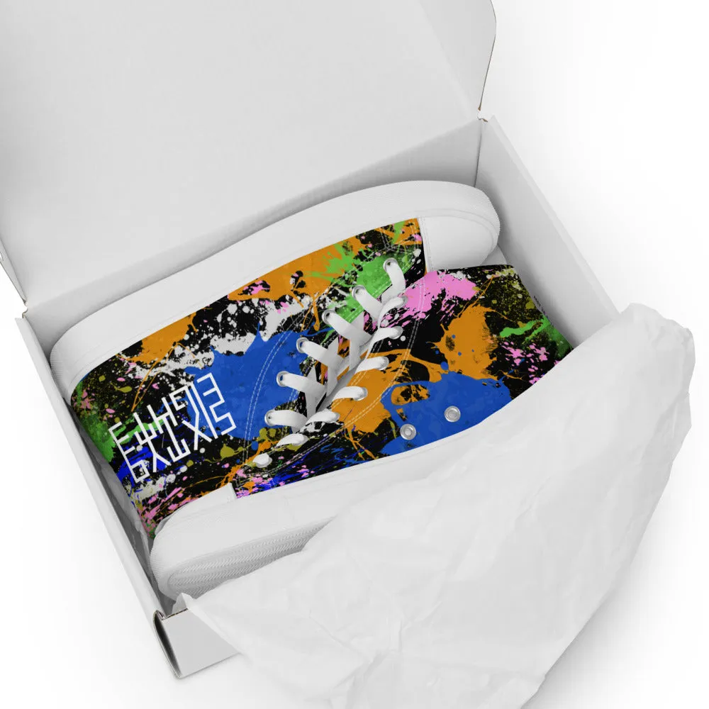 Sixty Eight 93 Logo White Splatter #2 Men's High Top Shoes