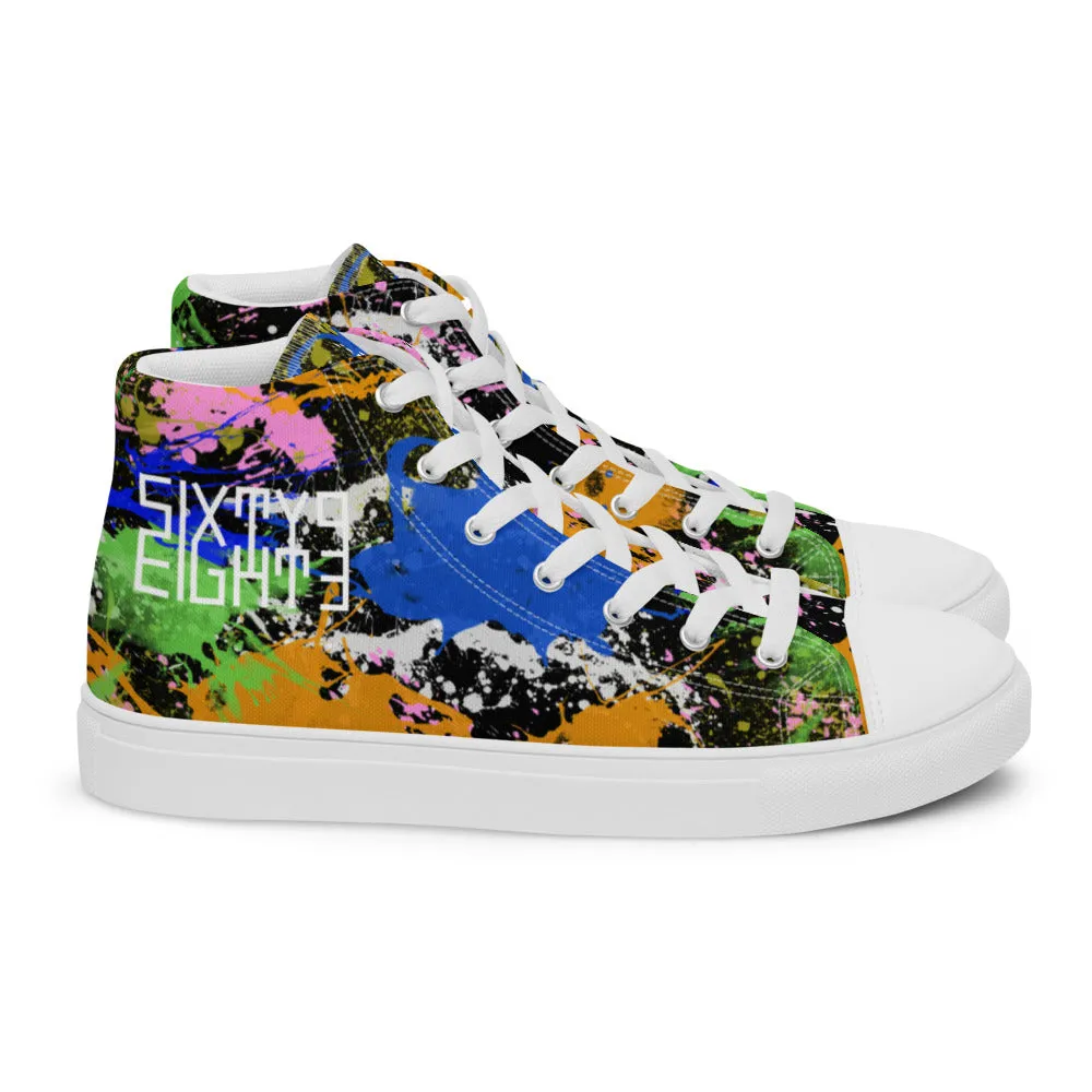 Sixty Eight 93 Logo White Splatter #2 Men's High Top Shoes