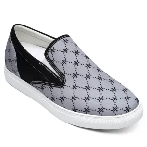 This item only ships to Europe - 6 CM/2.36 Inches CMR CHAMARIPA Gray Canvas Height Increasing Slip-On Shoes for Men - Elevate Your Style