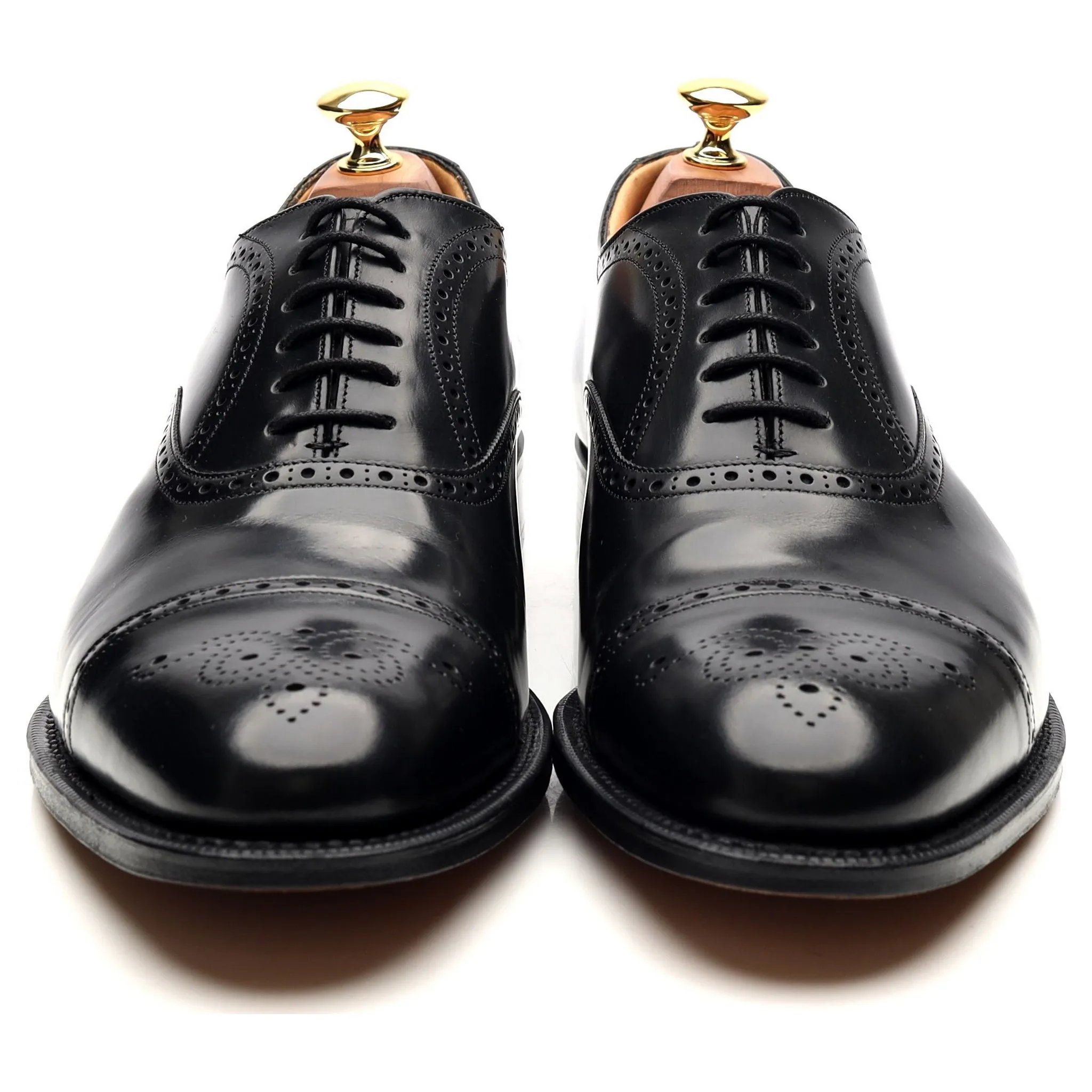 'Toronto' Black Leather Oxford Semi Brogues UK 9 G