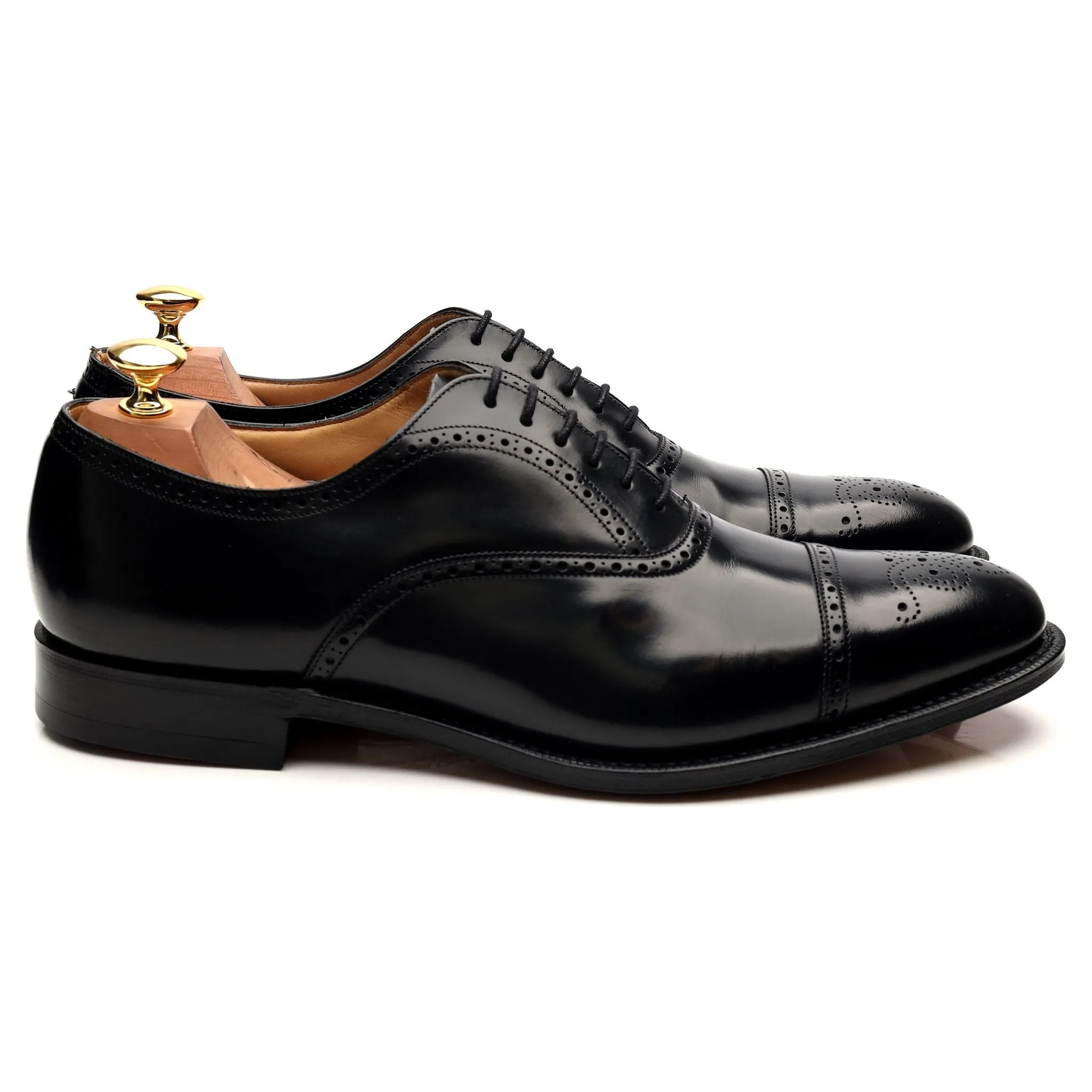 'Toronto' Black Leather Oxford Semi Brogues UK 9 G