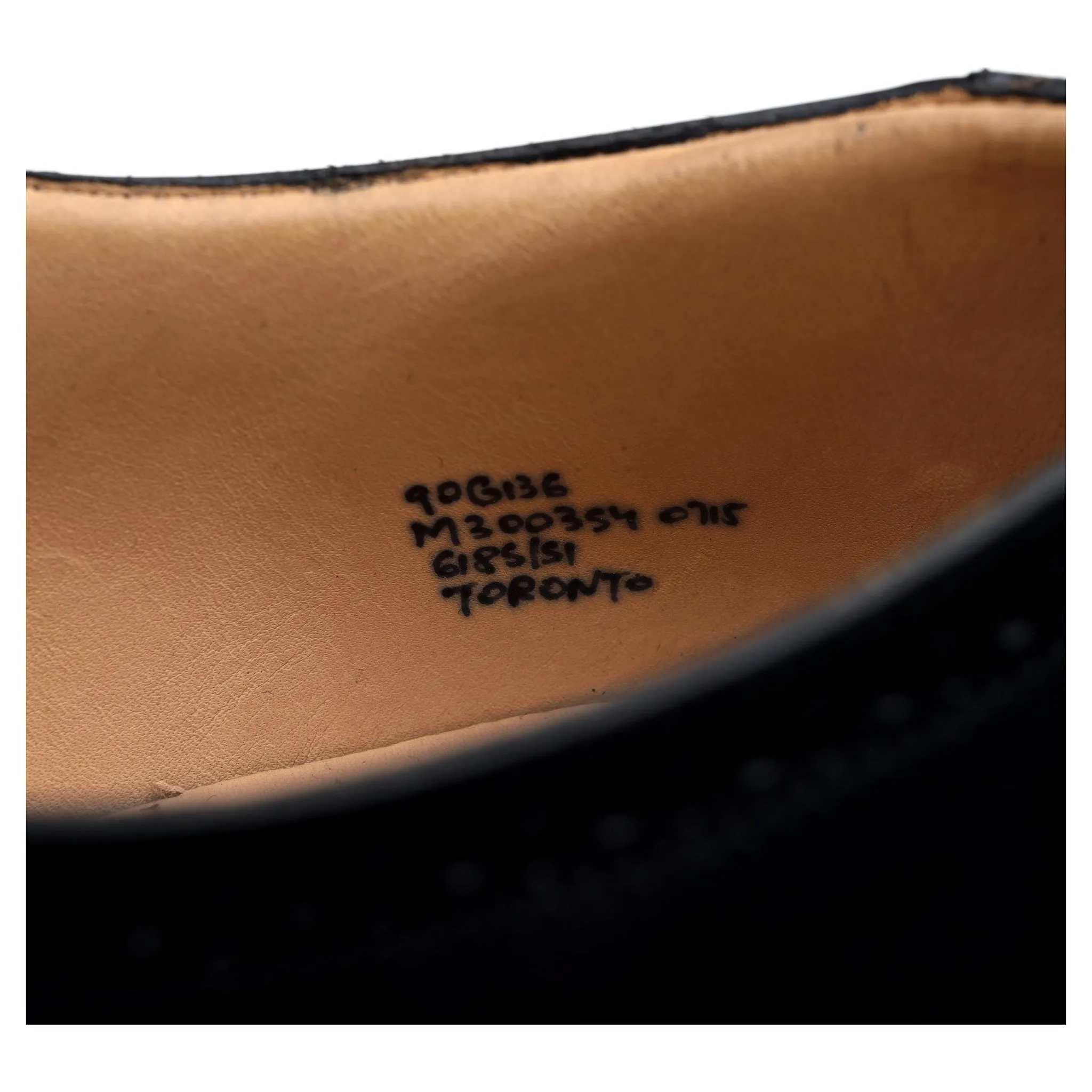 'Toronto' Black Leather Oxford Semi Brogues UK 9 G