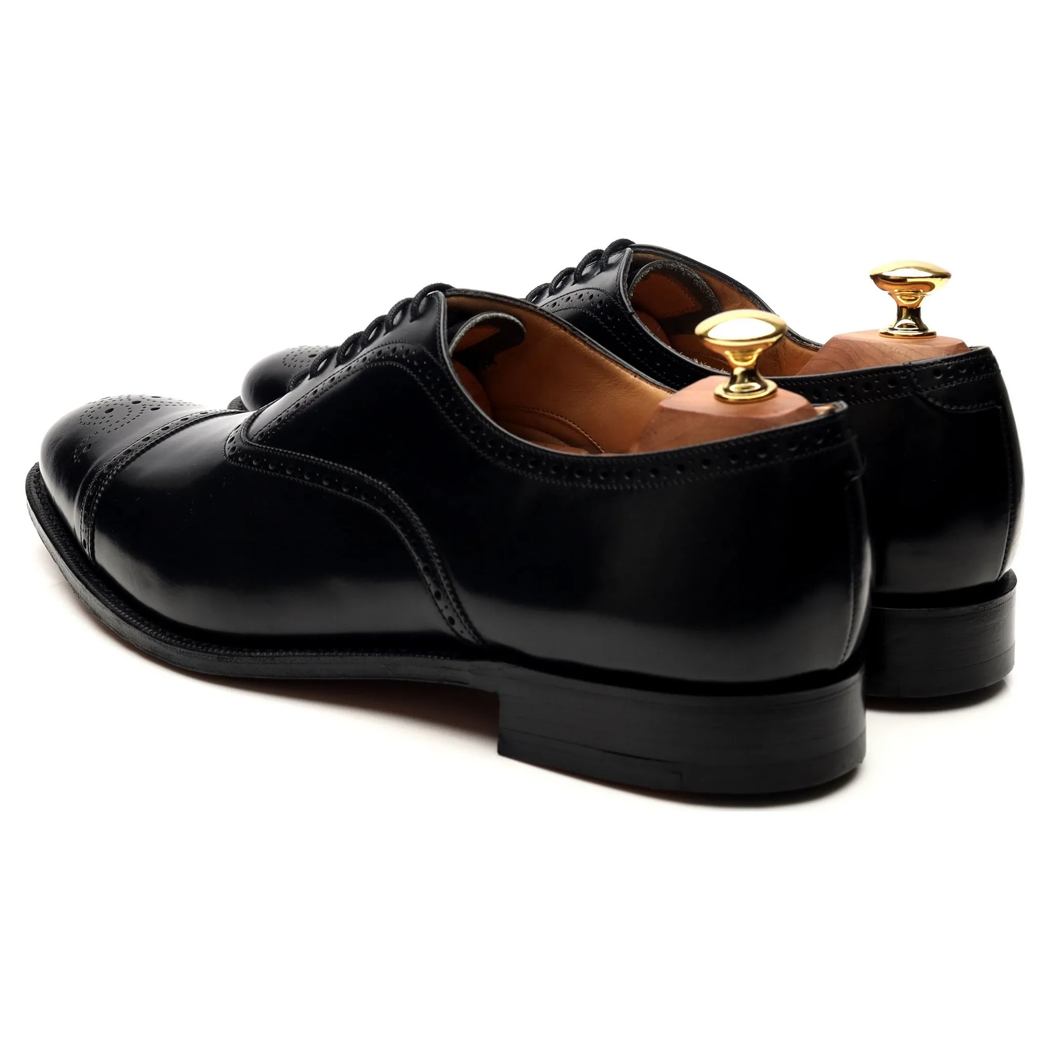 'Toronto' Black Leather Oxford Semi Brogues UK 9 G