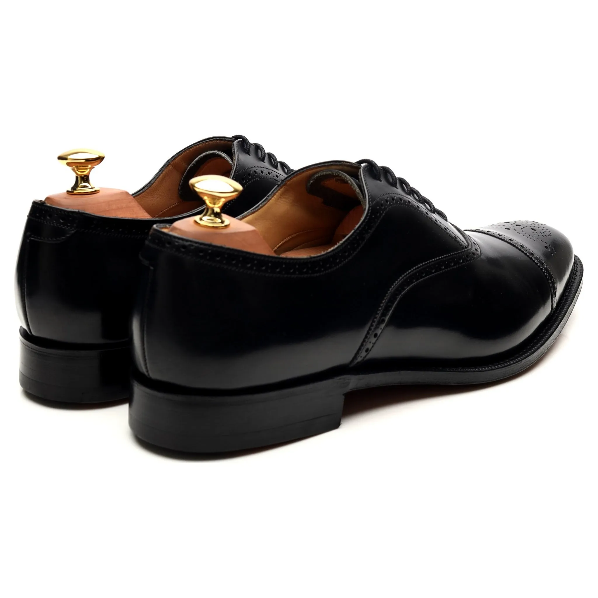 'Toronto' Black Leather Oxford Semi Brogues UK 9 G