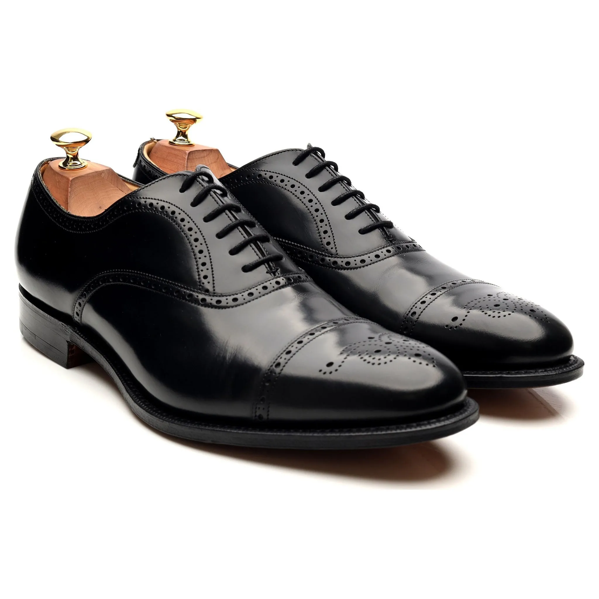 'Toronto' Black Leather Oxford Semi Brogues UK 9 G