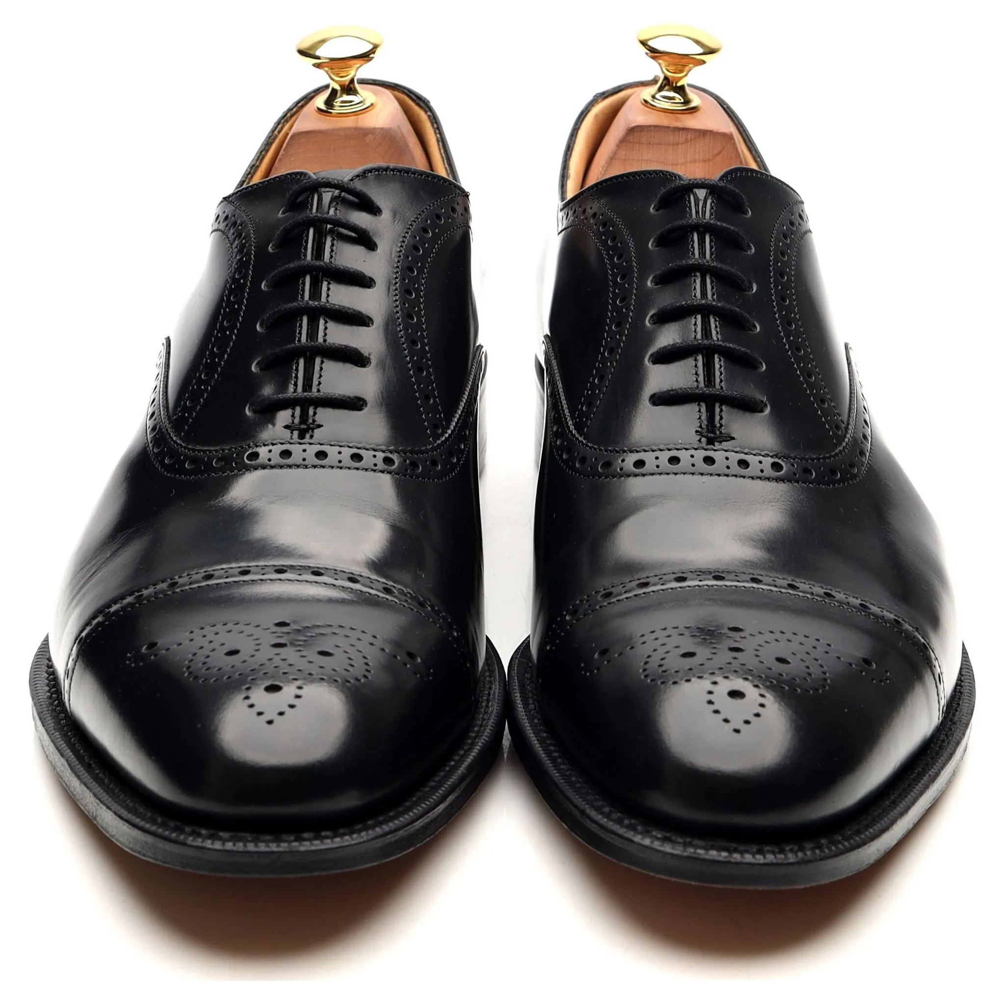 'Toronto' Black Leather Oxford Semi Brogues UK 9 G